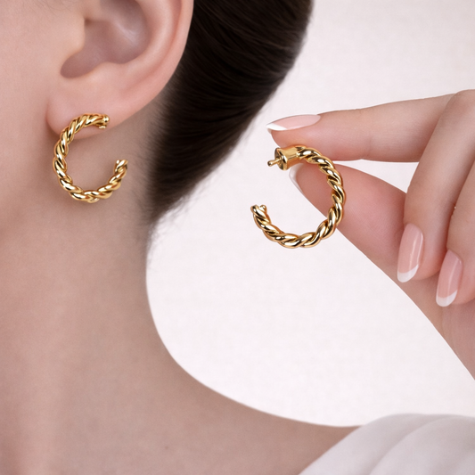 Twisted Hoop Anti-Tarnish Earrings