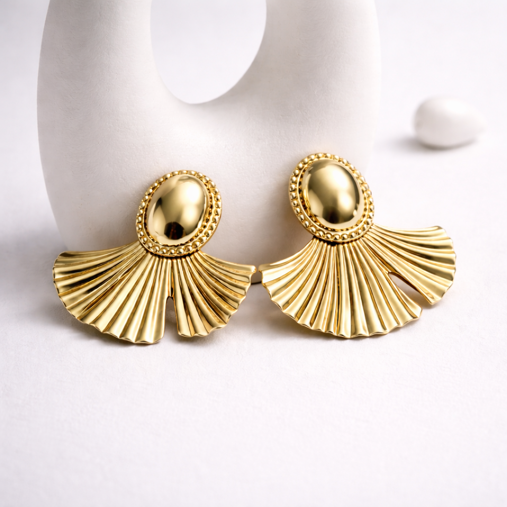 Classic Pleated Fan Statement Earrings