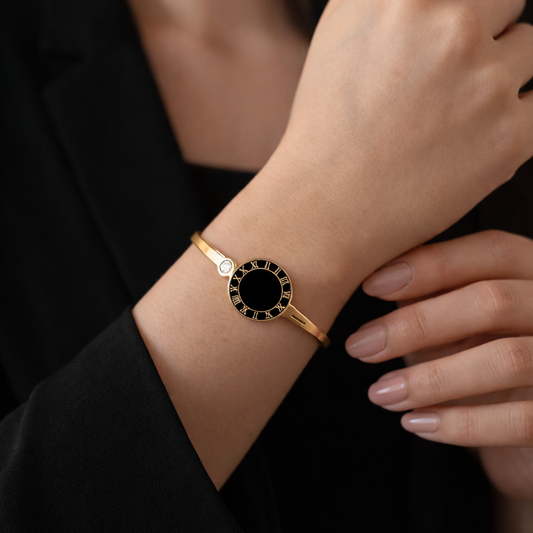 Roman Dial Black Anti-Tarnish Bracelet
