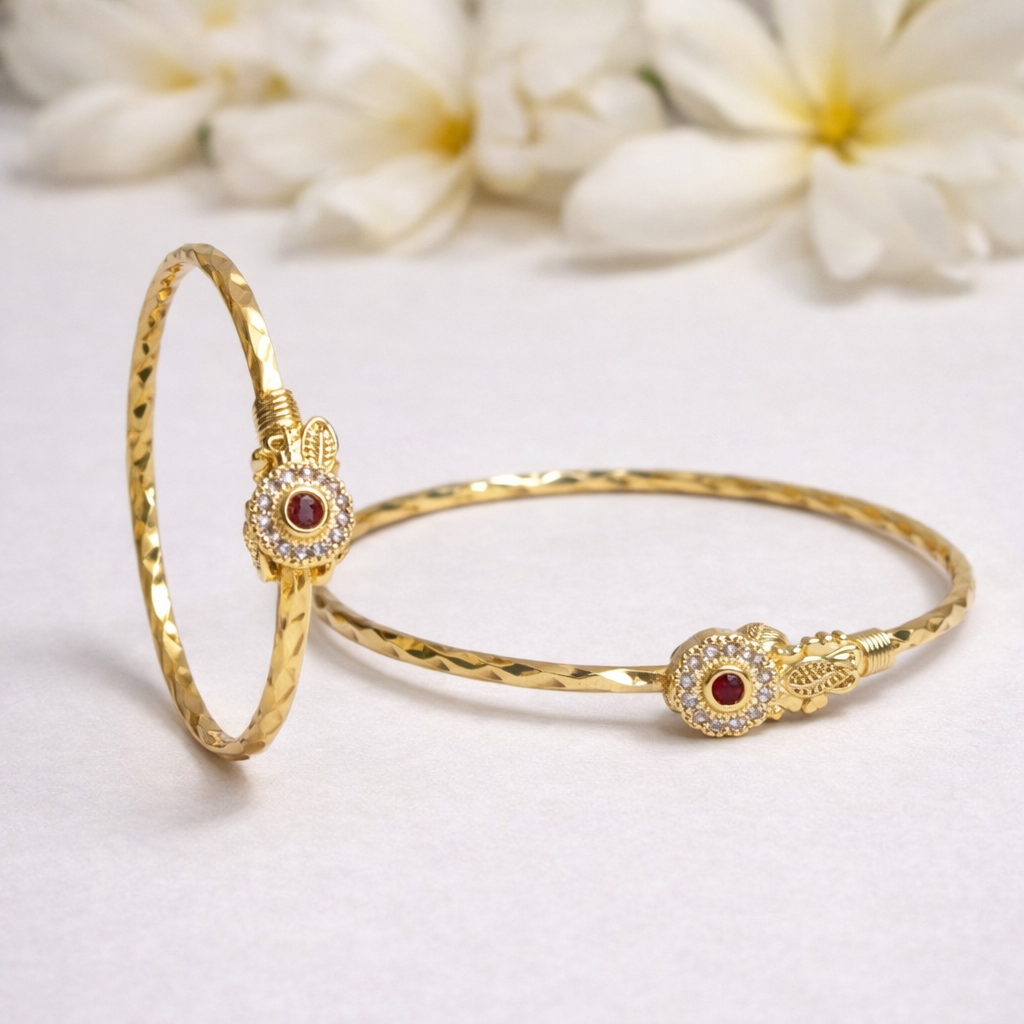 Classic Ruby Crystal Designer Bangle Set