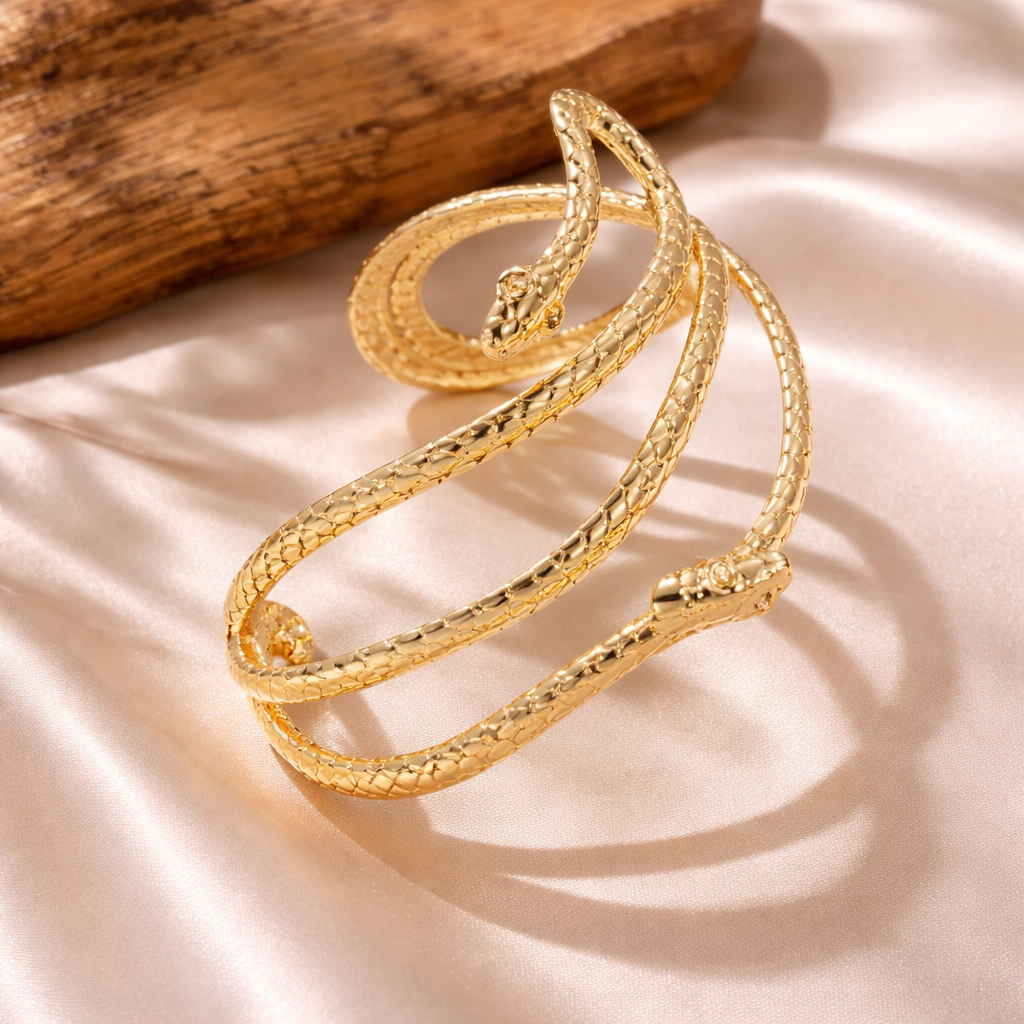 Snake Design Statement Anti-Tarnish Cuff Bracelet