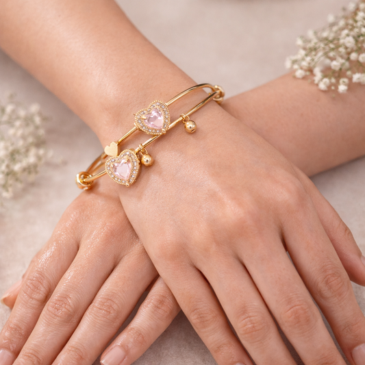 Crystal Charm Designer Bracelet Bangle Set