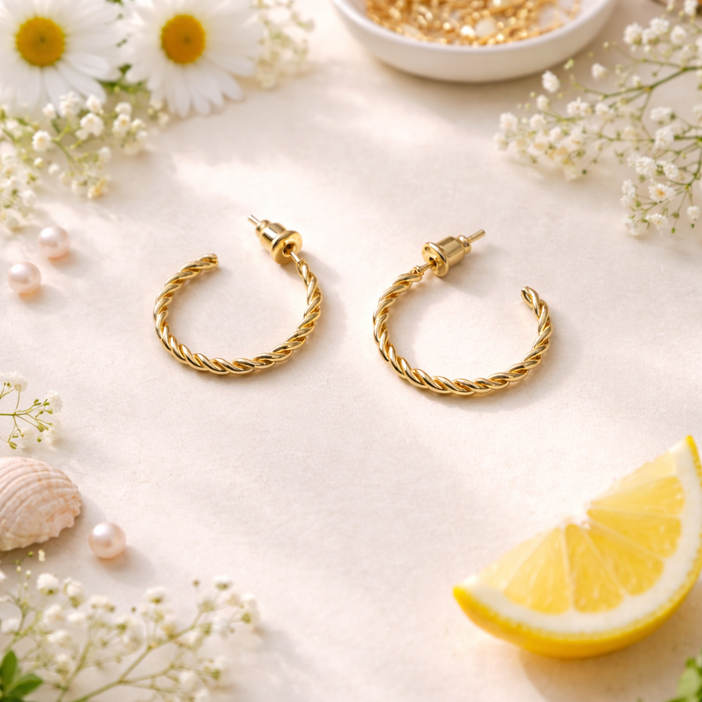 Twisted Hoop Anti-Tarnish Earrings