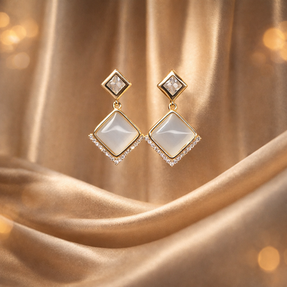 Crystal Square Drop Anti-Tarnish Earrings