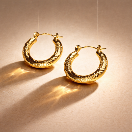 Golden Textured Hoop Earrings