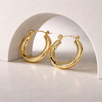 Golden Textured Hoop Earrings