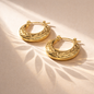 Leaf Motif Hoop Earrings