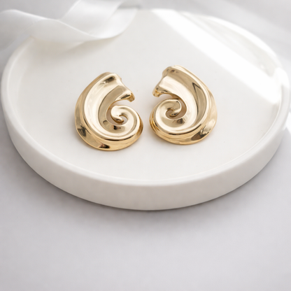 Spiral Anti-Tarnish Gold Stud Earrings