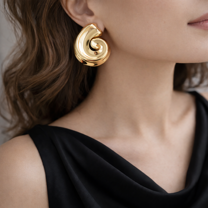 Spiral Anti-Tarnish Gold Stud Earrings