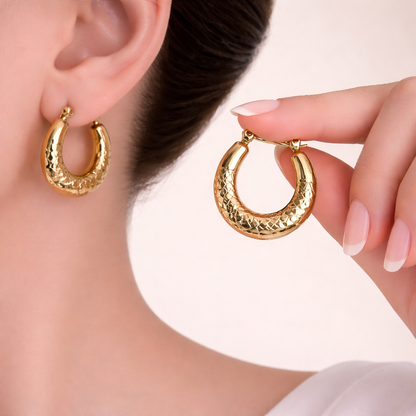 Golden Textured Hoop Earrings