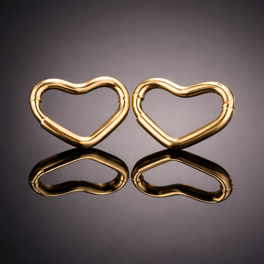 Golden Heart Anti-Tarnish Hoop Earrings
