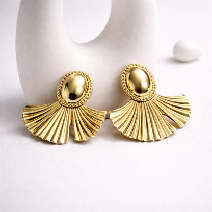 Classic Pleated Fan Statement Earrings