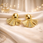 Classic Pleated Fan Statement Earrings