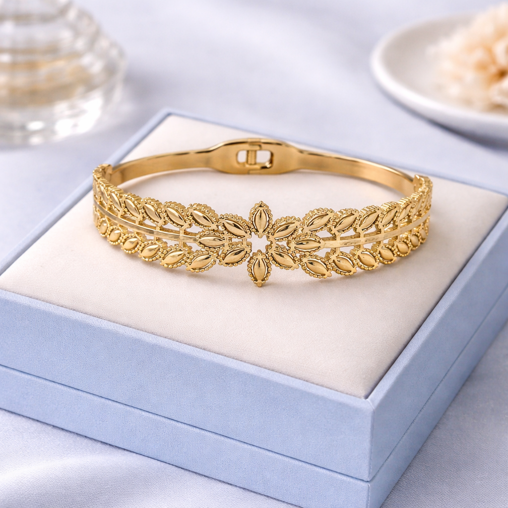 Floral Filigree Anti-Tarnish Statement Bracelet