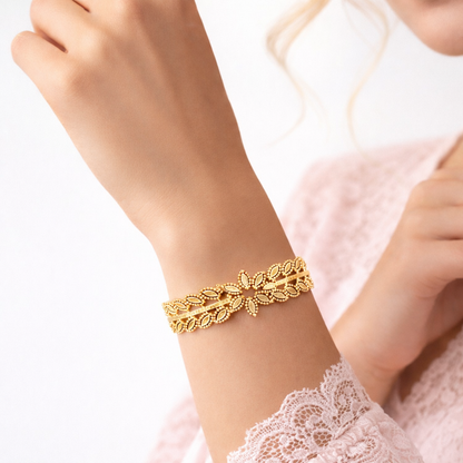 Floral Filigree Anti-Tarnish Statement Bracelet
