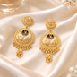 Traditional Chandbali Drop Earrings with Dangling Charms
