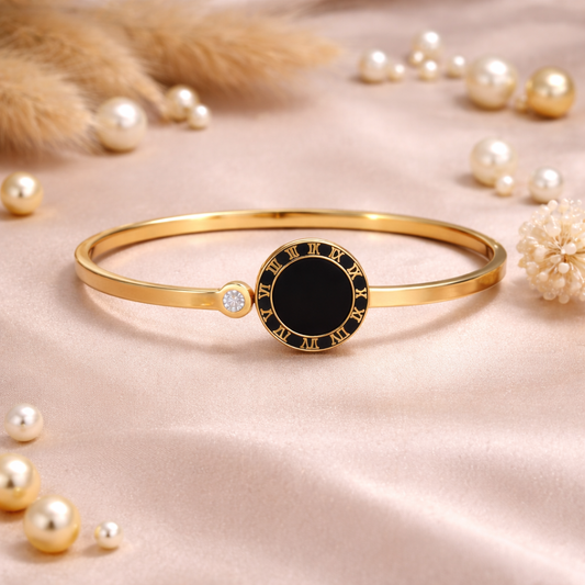 Roman Dial Black Anti-Tarnish Bracelet