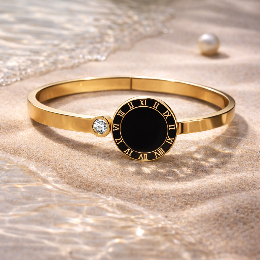 Roman Dial Black Anti-Tarnish Bracelet