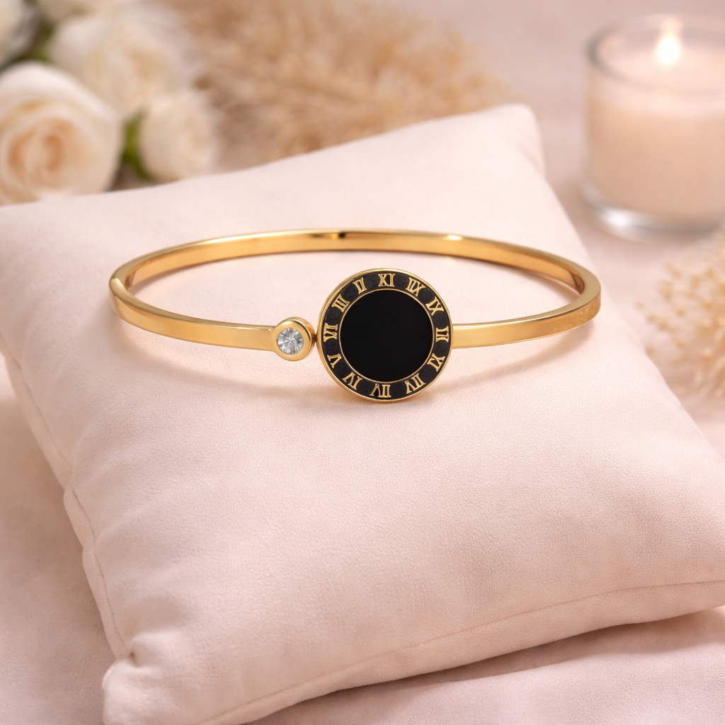 Roman Dial Black Anti-Tarnish Bracelet
