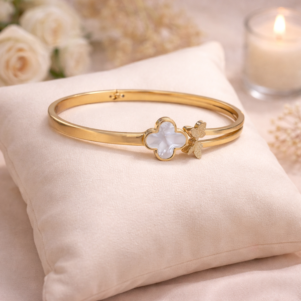 Elegant Clover & Butterfly Accent Anti-Tarnish Bracelet
