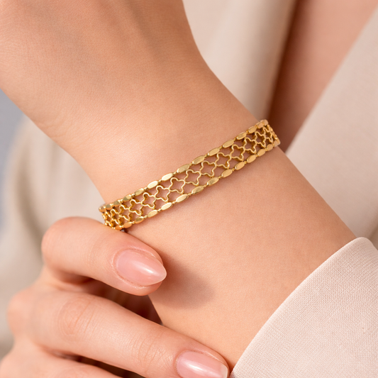Classic Lattice Pattern Anti-Tarnish Bracelet