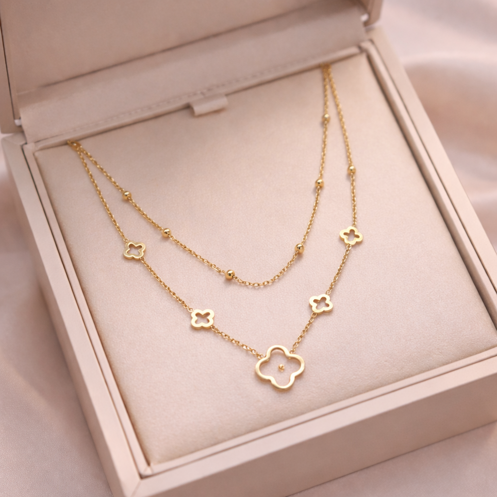 Golden Bloom Multi-Layer Anti-Tarnish Necklace