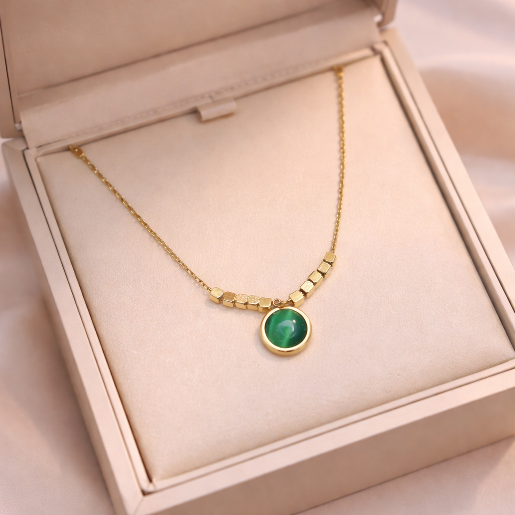 Emerald Glow Anti-Tarnish Necklace