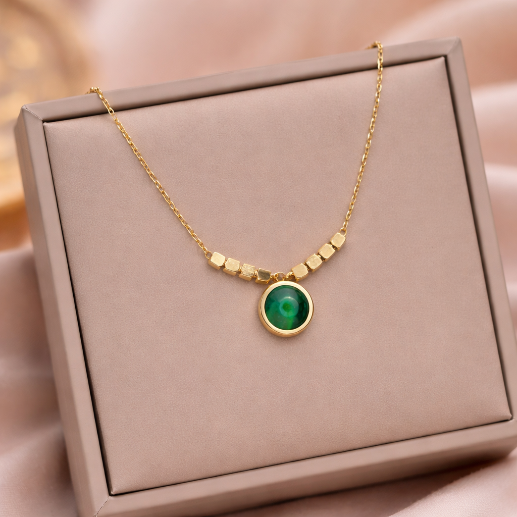 Emerald Glow Anti-Tarnish Necklace