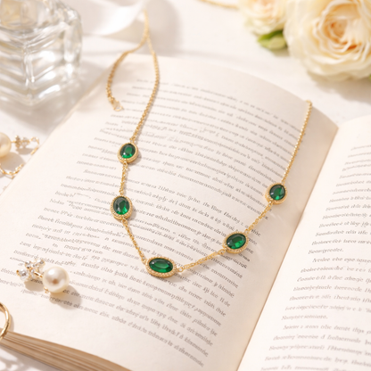 Emerald Grace Multi-Stone Anti-Tarnish Necklace