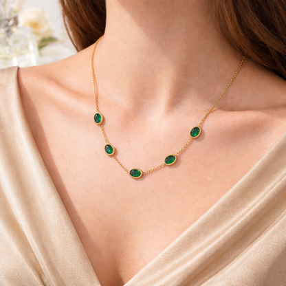 Emerald Grace Multi-Stone Anti-Tarnish Necklace
