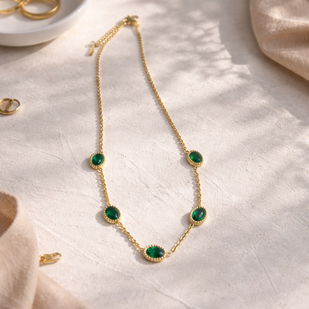 Emerald Grace Multi-Stone Anti-Tarnish Necklace