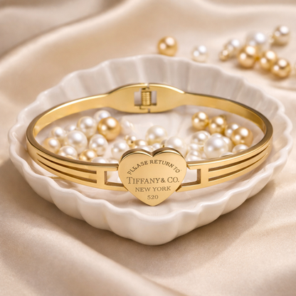 Engraved Heart Charm Anti-Tarnish Bracelet