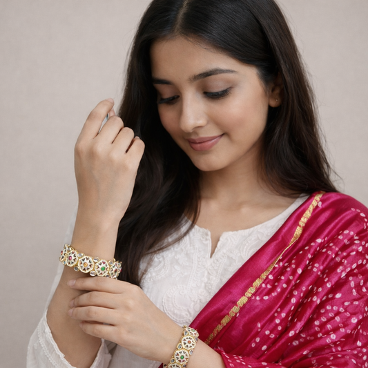 Meenakari Style Enamel Stone Bangle Set