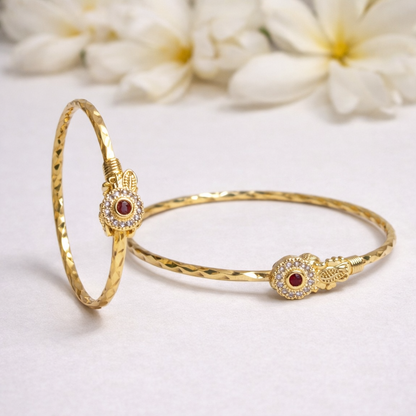 Classic Ruby Crystal Designer Bangle Set