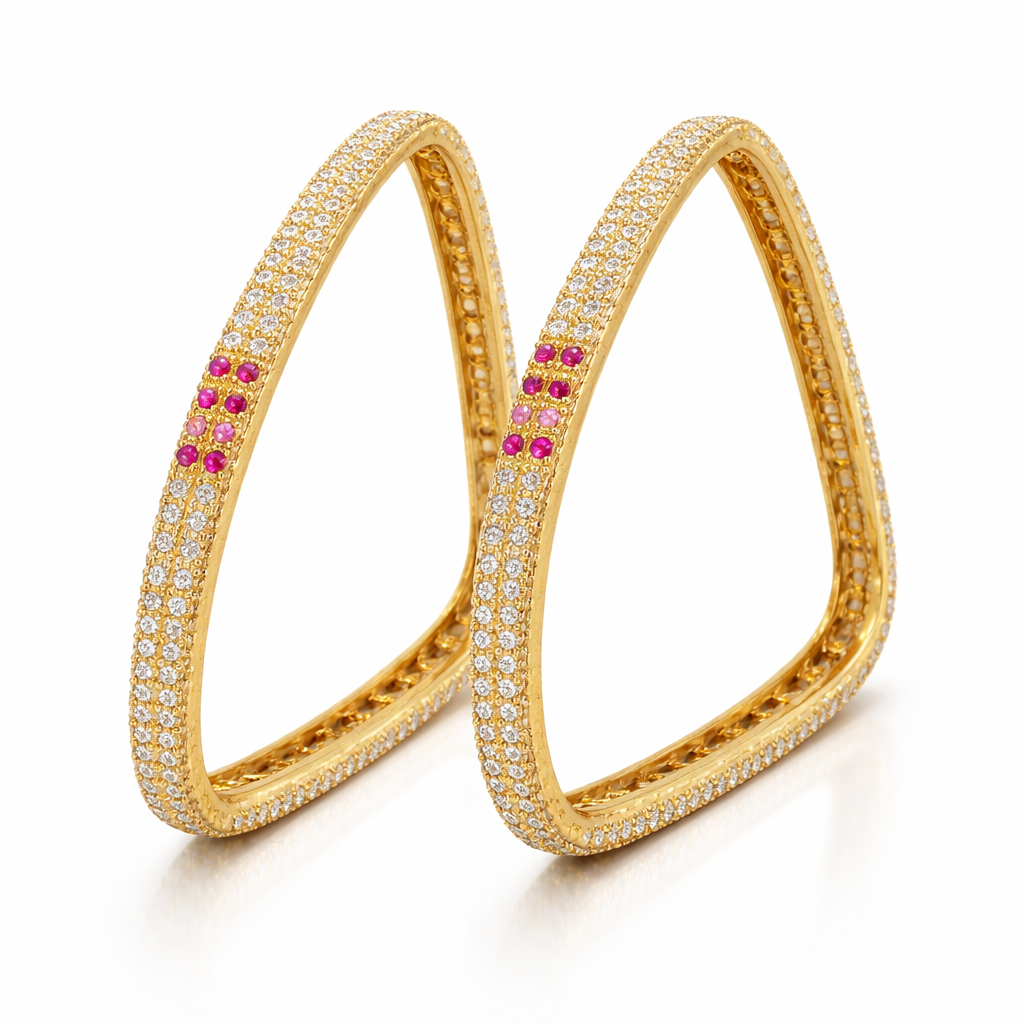 Elegant Ruby Crystal Statement Bangle Set
