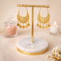 Floral Filigree Golden Charm Drop Earrings