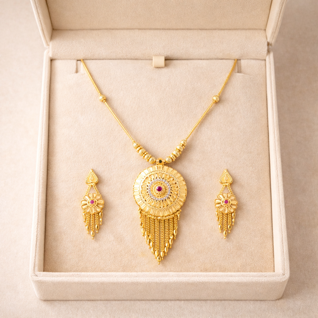 Traditional Sita Haar Pendant Necklace & Earrings Set