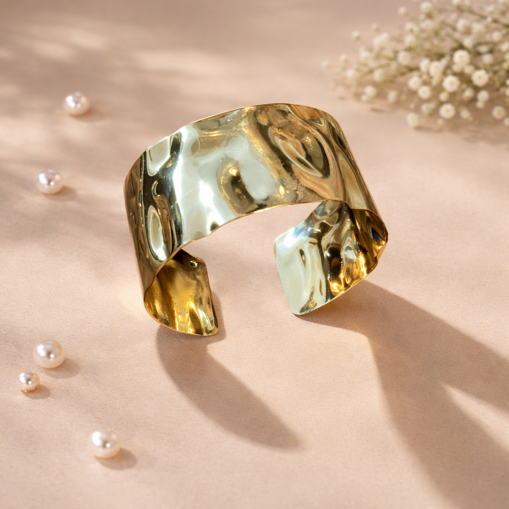 Golden Foil Cuff Anti Tarnish Bracelet