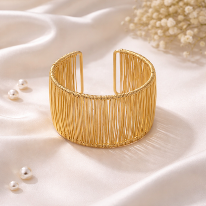 Textured Wire Design Anti-Tarnish Cuff Bracelet