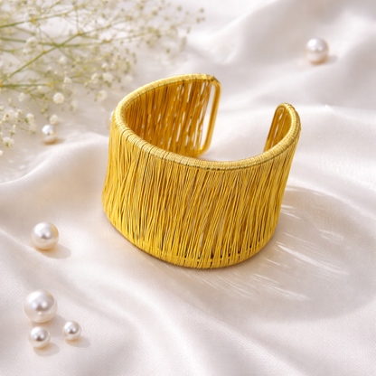 Textured Wire Design Anti-Tarnish Cuff Bracelet