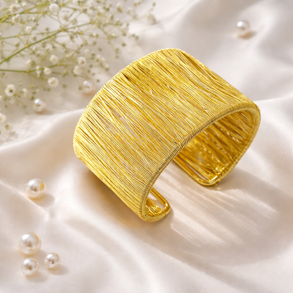 Textured Wire Design Anti-Tarnish Cuff Bracelet