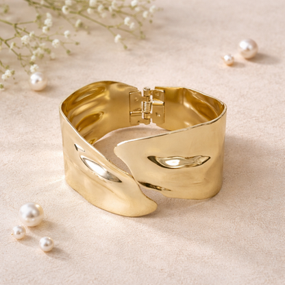Abstract Sculpted Design Anti-Tarnish Cuff Bracelet