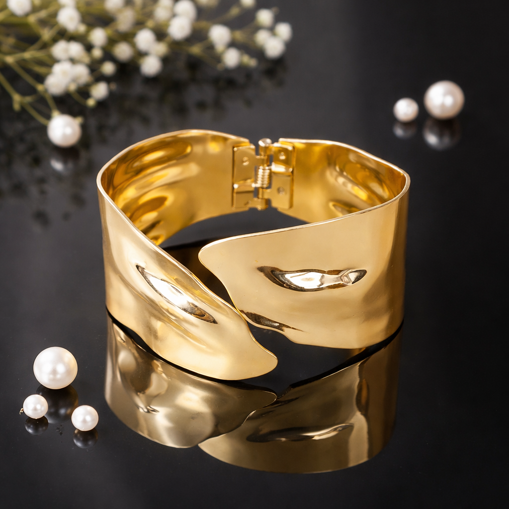 Abstract Sculpted Design Anti-Tarnish Cuff Bracelet