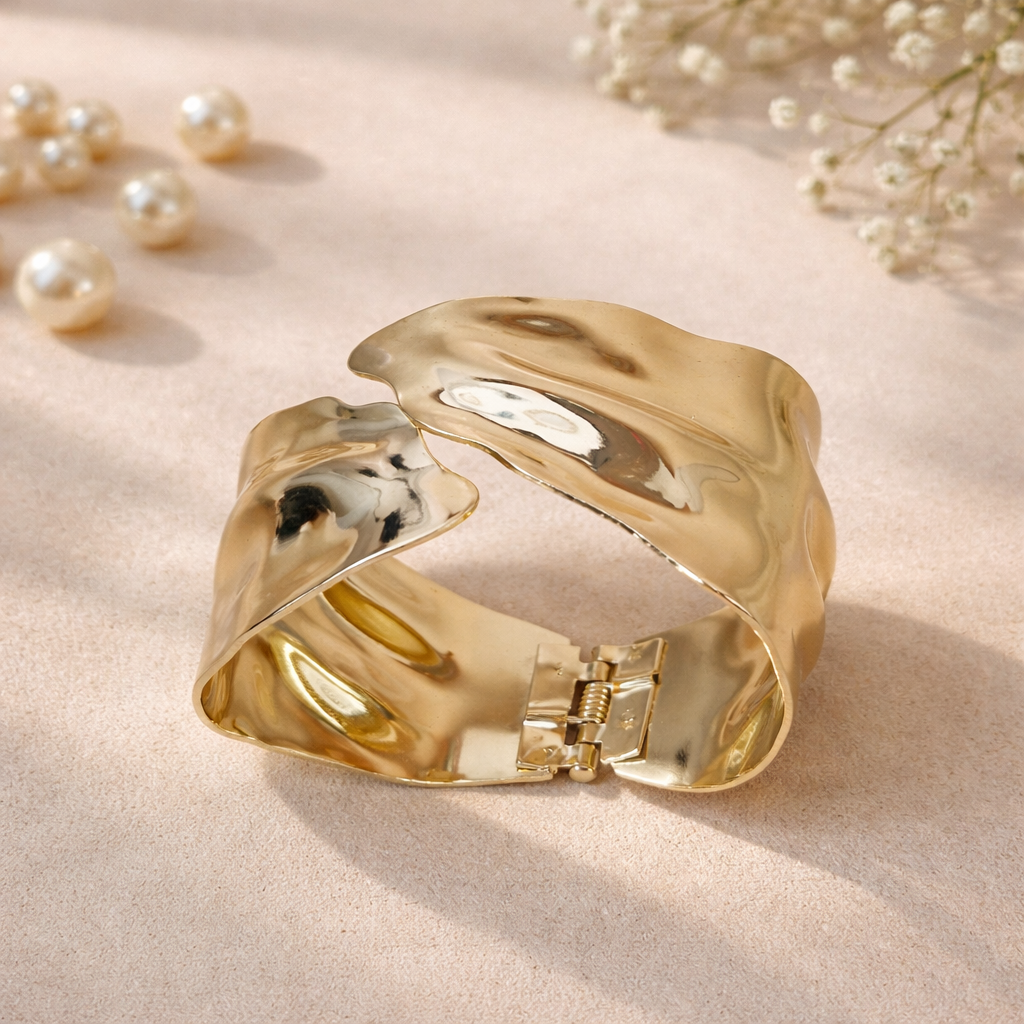 Abstract Sculpted Design Anti-Tarnish Cuff Bracelet