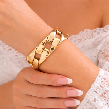 Chunky Link Design Anti-Tarnish Cuff Bracelet