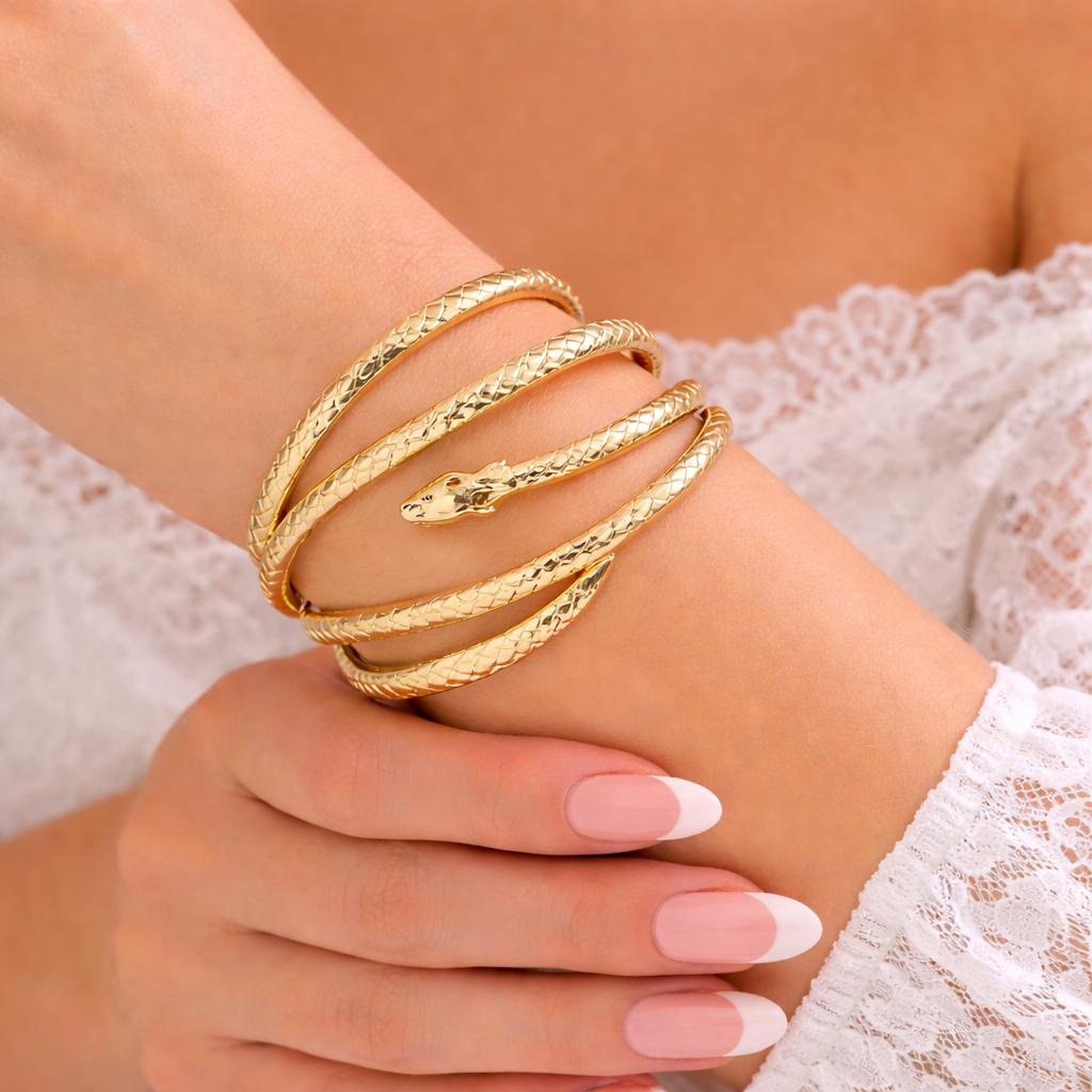 Snake Design Statement Anti-Tarnish Cuff Bracelet