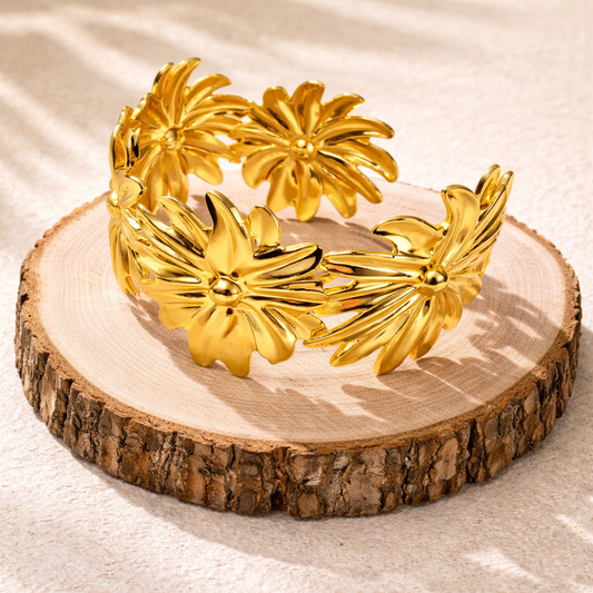 Floral Statement Anti-Tarnish Cuff Bracelet
