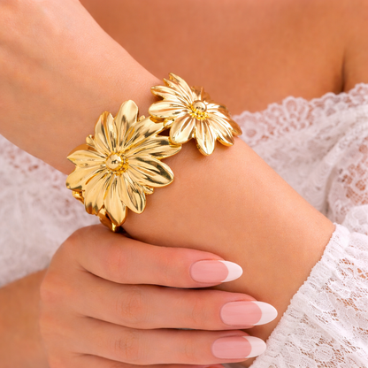 Floral Statement Anti-Tarnish Cuff Bracelet